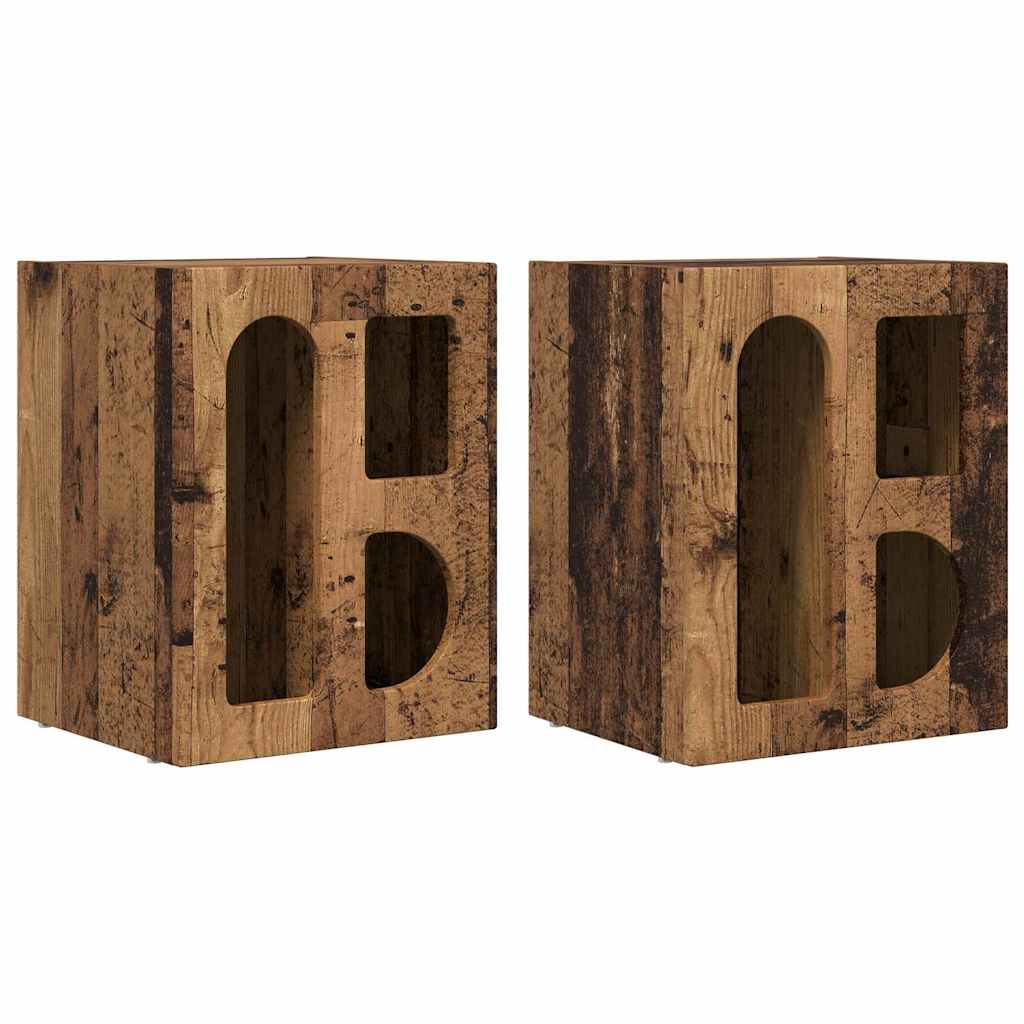Bedside Table 2 pcs Old Wood 40 x 35 x 50 cm Engineered Wood
