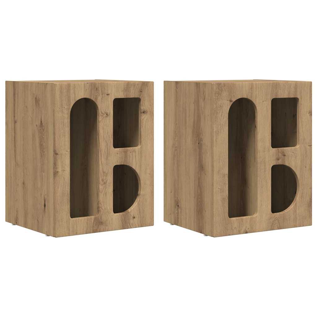 Bedside Table 2 pcs Artisan Oak 40 x 35 x 50 cm Engineered Wood
