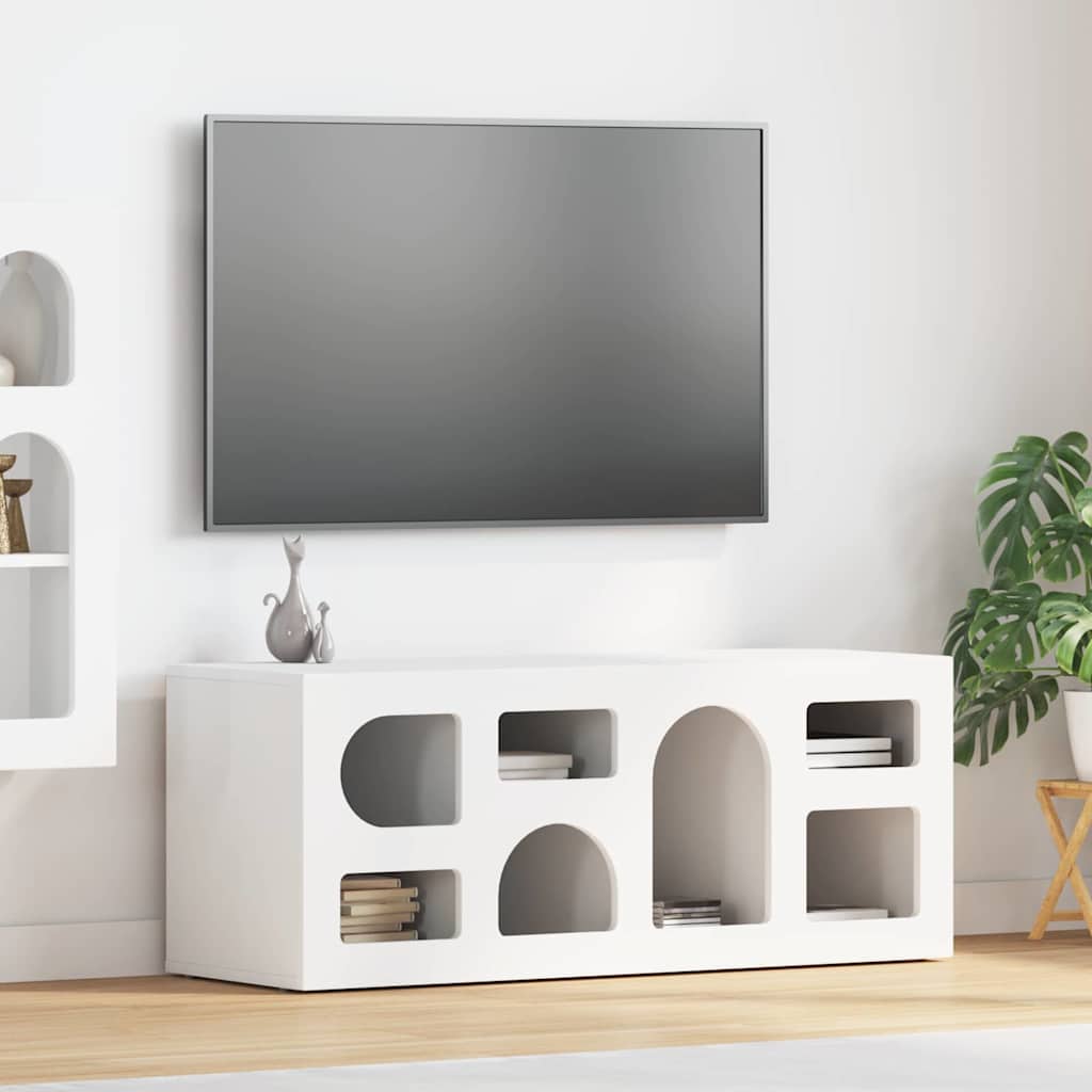 TV Cabinet ELST 100 x 35 x 40 cm White Engineered Wood