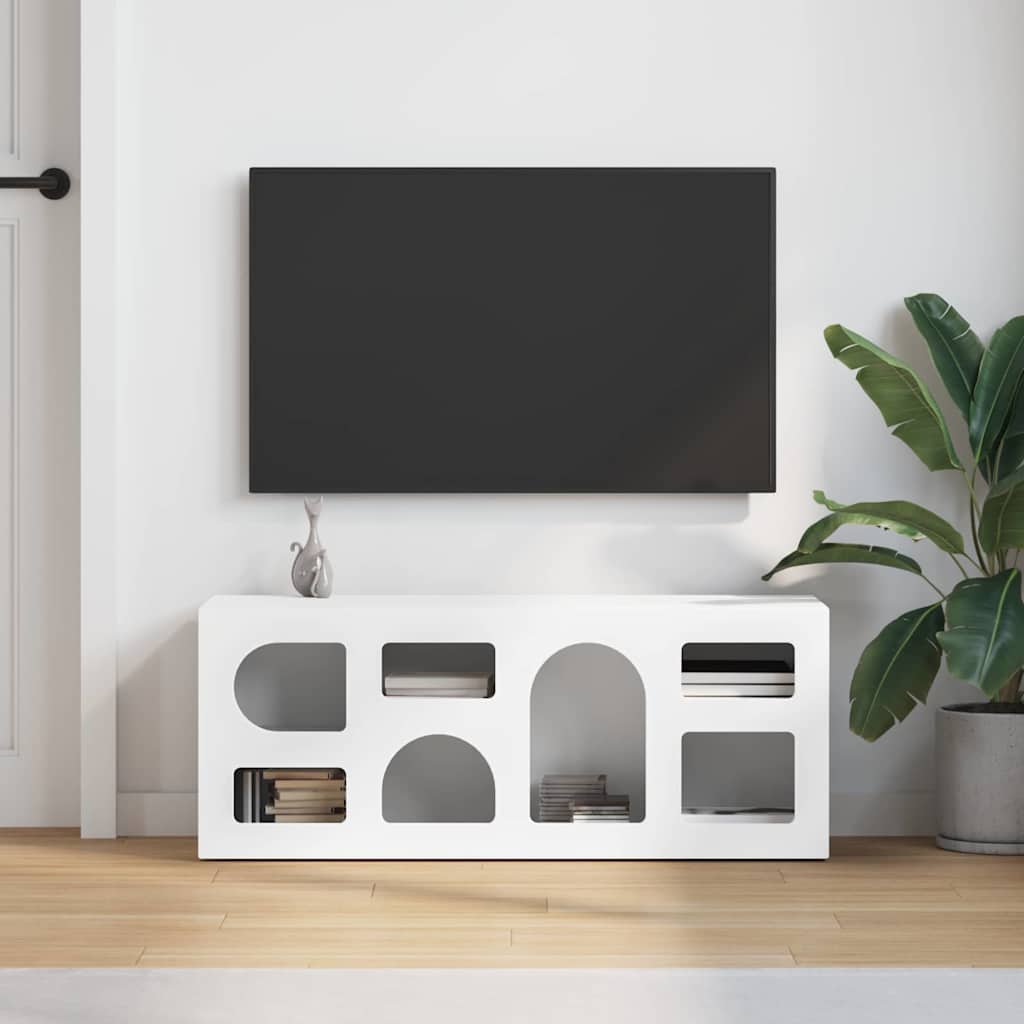 TV Cabinet ELST 100 x 35 x 40 cm White Engineered Wood