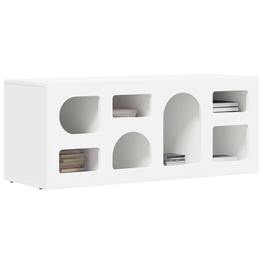 TV Cabinet ELST 100 x 35 x 40 cm White Engineered Wood