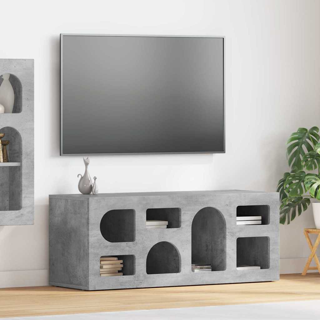 TV Cabinet ELST 100 x 35 x 40 cm Concrete Grey Engineered Wood