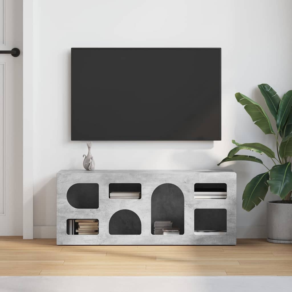 TV Cabinet ELST 100 x 35 x 40 cm Concrete Grey Engineered Wood