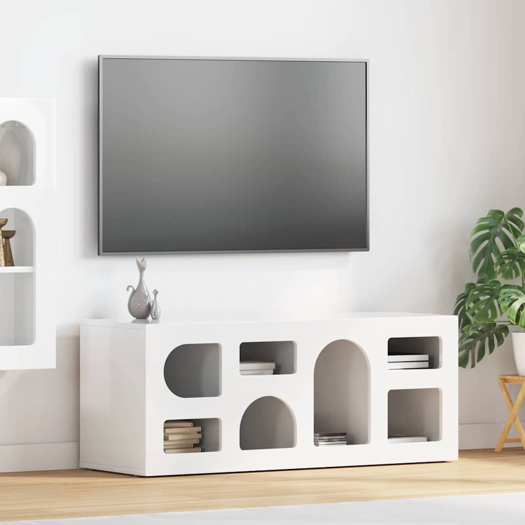 TV Cabinet High Gloss White 100 x 35 x 40 cm Engineered Wood