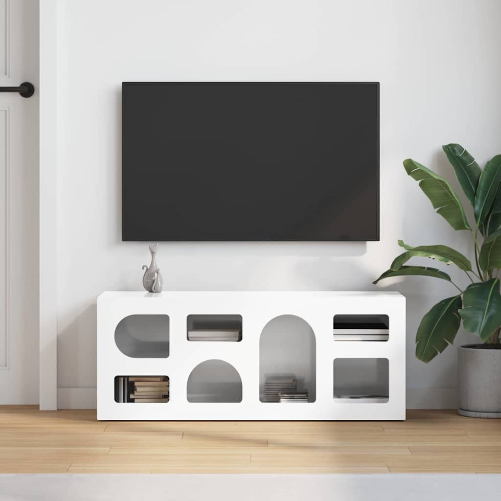 TV Cabinet High Gloss White 100 x 35 x 40 cm Engineered Wood