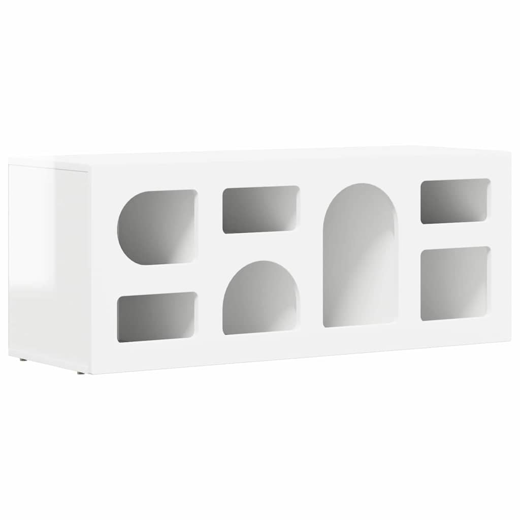 TV Cabinet High Gloss White 100 x 35 x 40 cm Engineered Wood