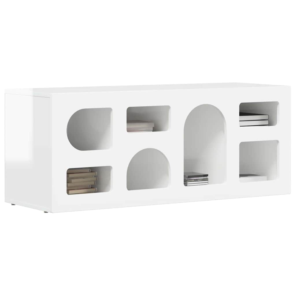 TV Cabinet High Gloss White 100 x 35 x 40 cm Engineered Wood