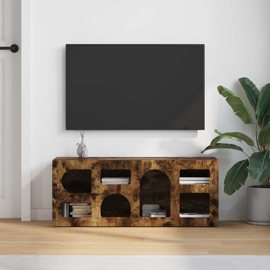 TV Cabinet ELST 100 x 35 x 40 cm Smoked Oak Engineered Wood