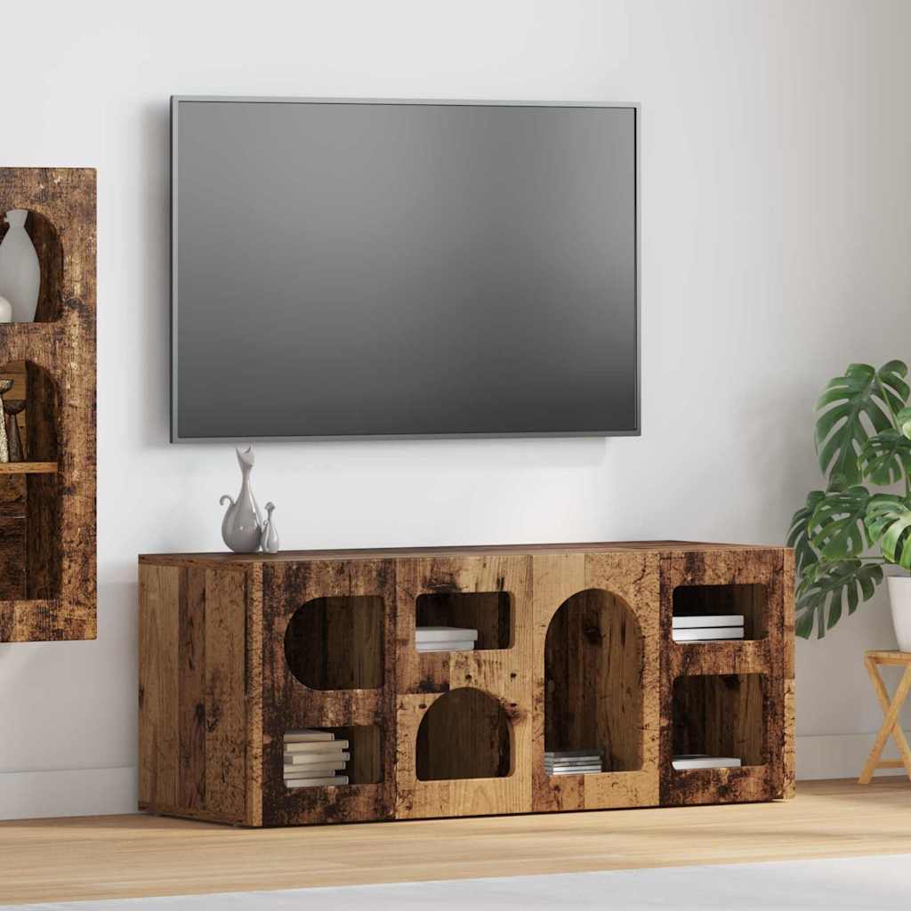 TV Cabinet ELST 100 x 35 x 40 cm Old Wood Engineered Wood