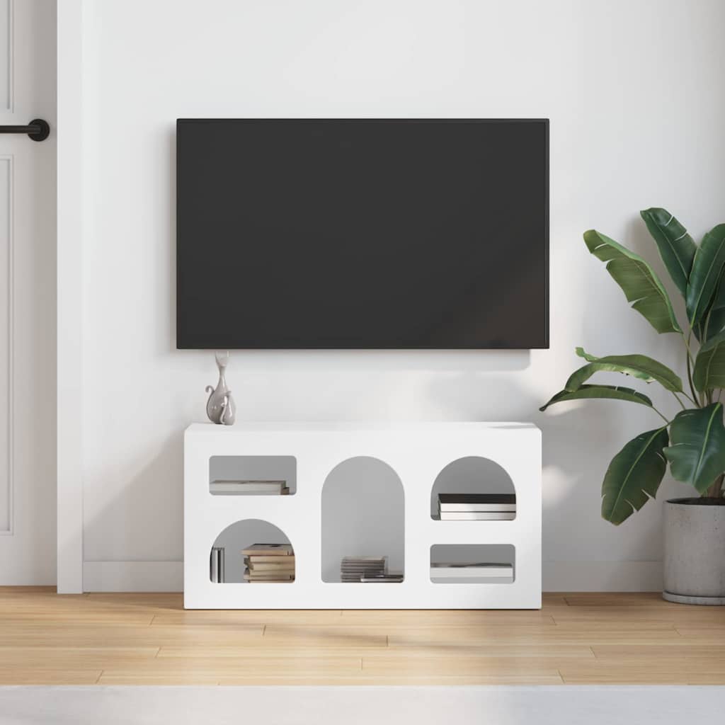 TV Cabinet ELST 80 x 35 x 40 cm White Engineered Wood