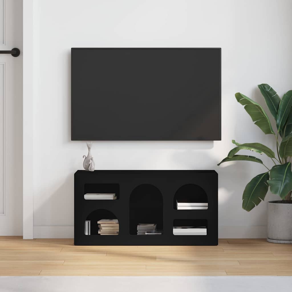 TV Cabinet ELST 80 x 35 x 40 cm Black Engineered Wood