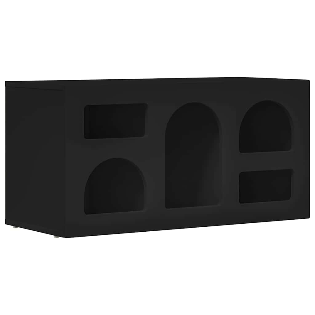 TV Cabinet ELST 80 x 35 x 40 cm Black Engineered Wood
