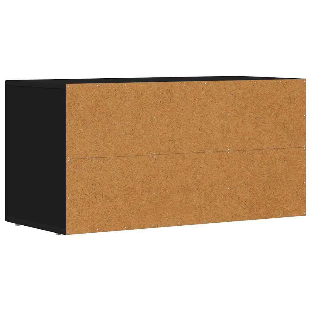 TV Cabinet ELST 80 x 35 x 40 cm Black Engineered Wood
