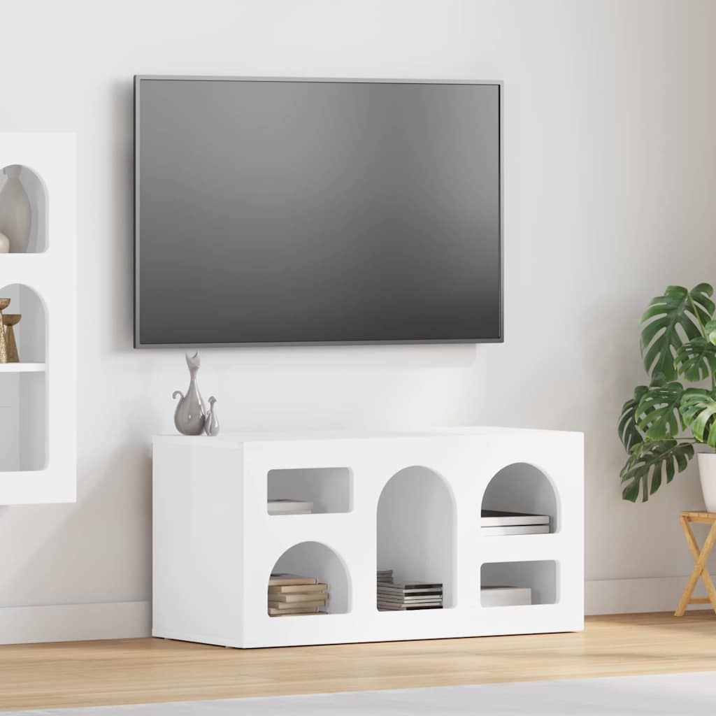 TV Cabinet ELST 80 x 35 x 40 cm High Gloss White