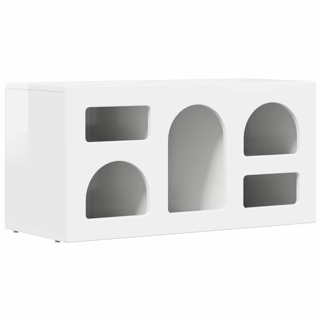 TV Cabinet High Gloss White 80 x 35 x 40 cm Engineered Wood