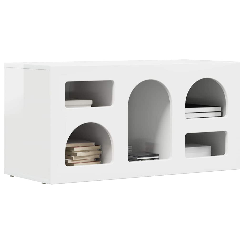 TV Cabinet High Gloss White 80 x 35 x 40 cm Engineered Wood