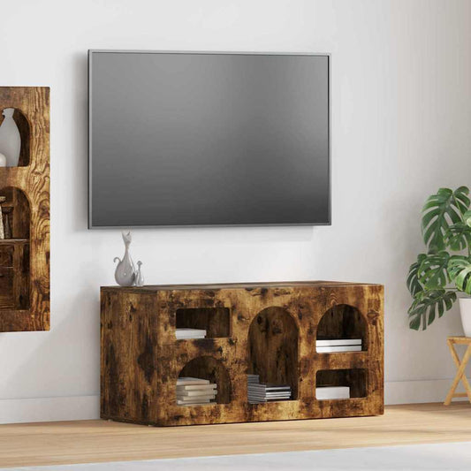 TV Cabinet Smoked Oak 80 x 35 x 40 cm Engineered Wood