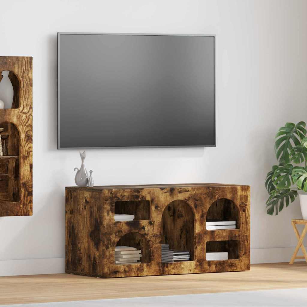 TV Cabinet ELST 80 x 35 x 40 cm Smoked Oak Engineered Wood