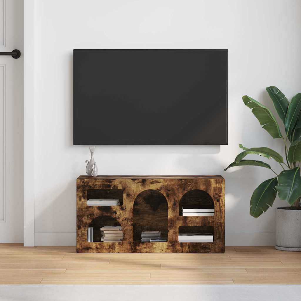TV Cabinet ELST 80 x 35 x 40 cm Smoked Oak Engineered Wood