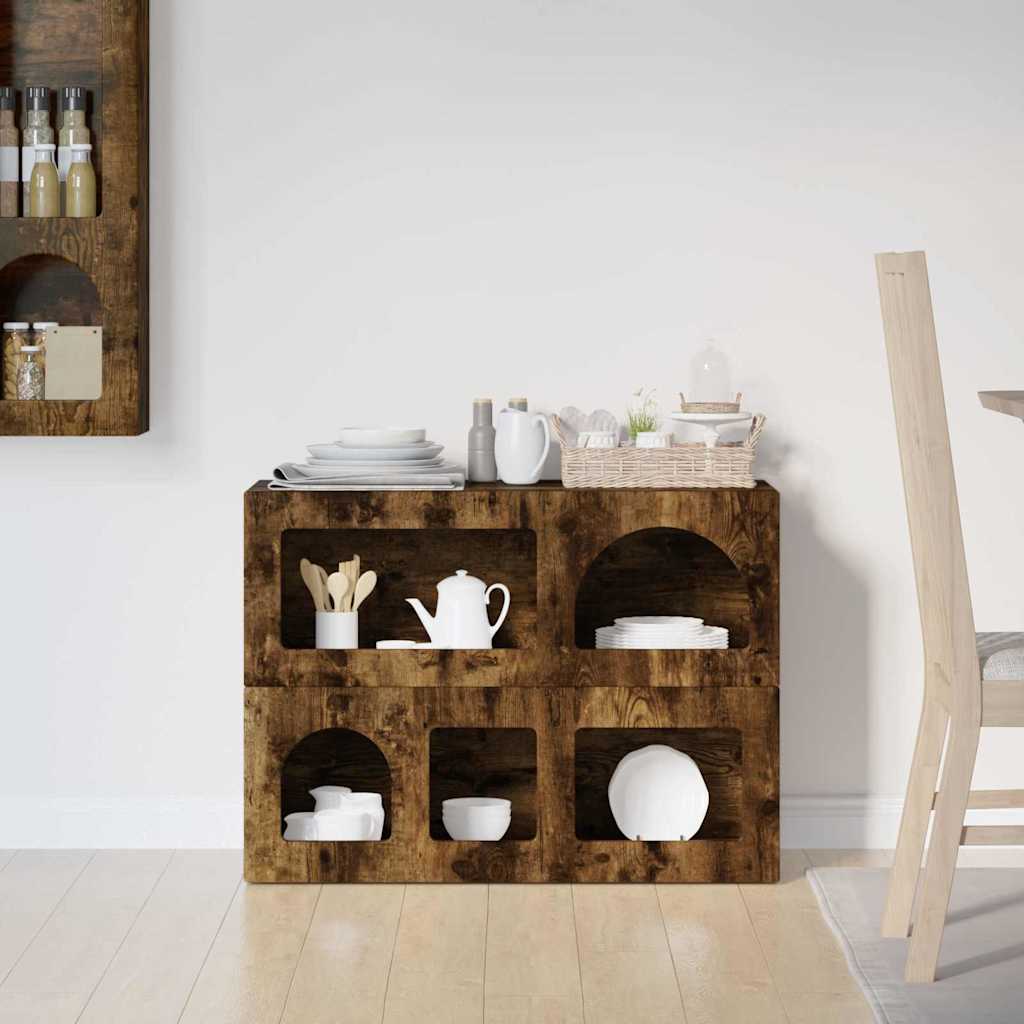 Sideboard ELST Smoked Oak 80.5 x 35 x 59 cm Engineered Wood