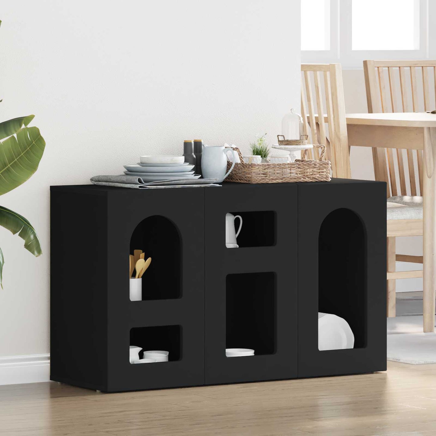 Sideboard ELST Black 100 x 35 x 59 cm Engineered Wood