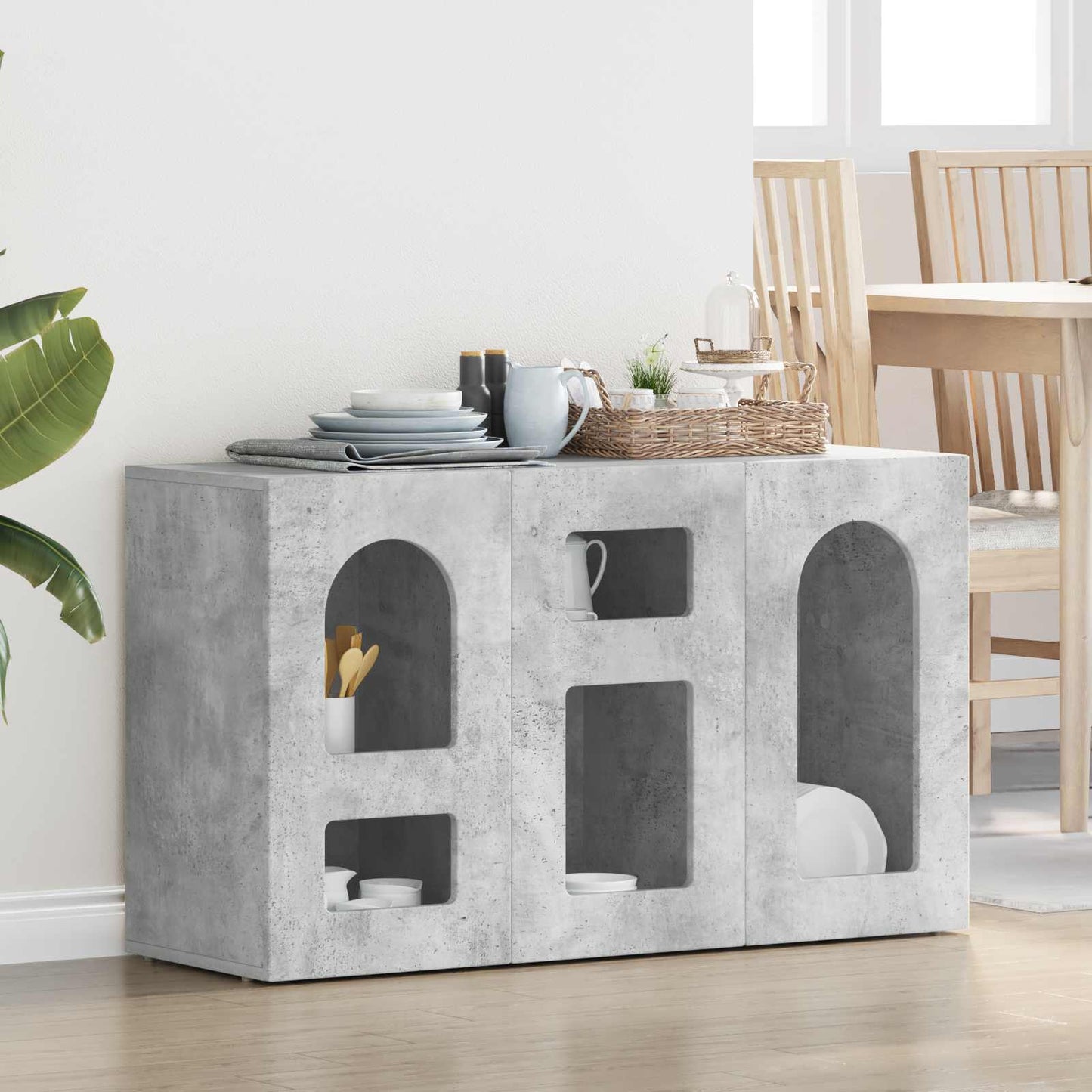 Sideboard ELST Concrete Grey 100 x 35 x 59 cm Engineered Wood