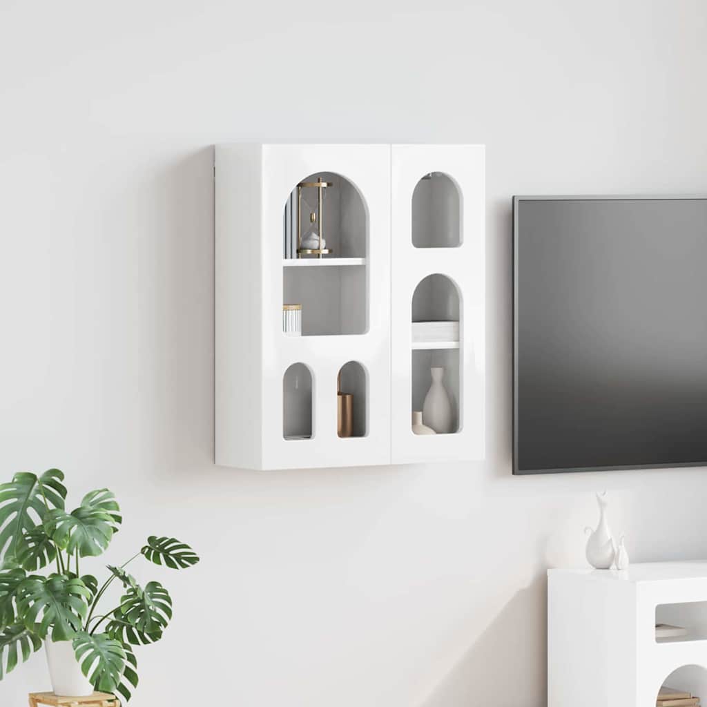Hanging Cabinet with Shelf High Gloss White 59 x 20 x 71.5 cm