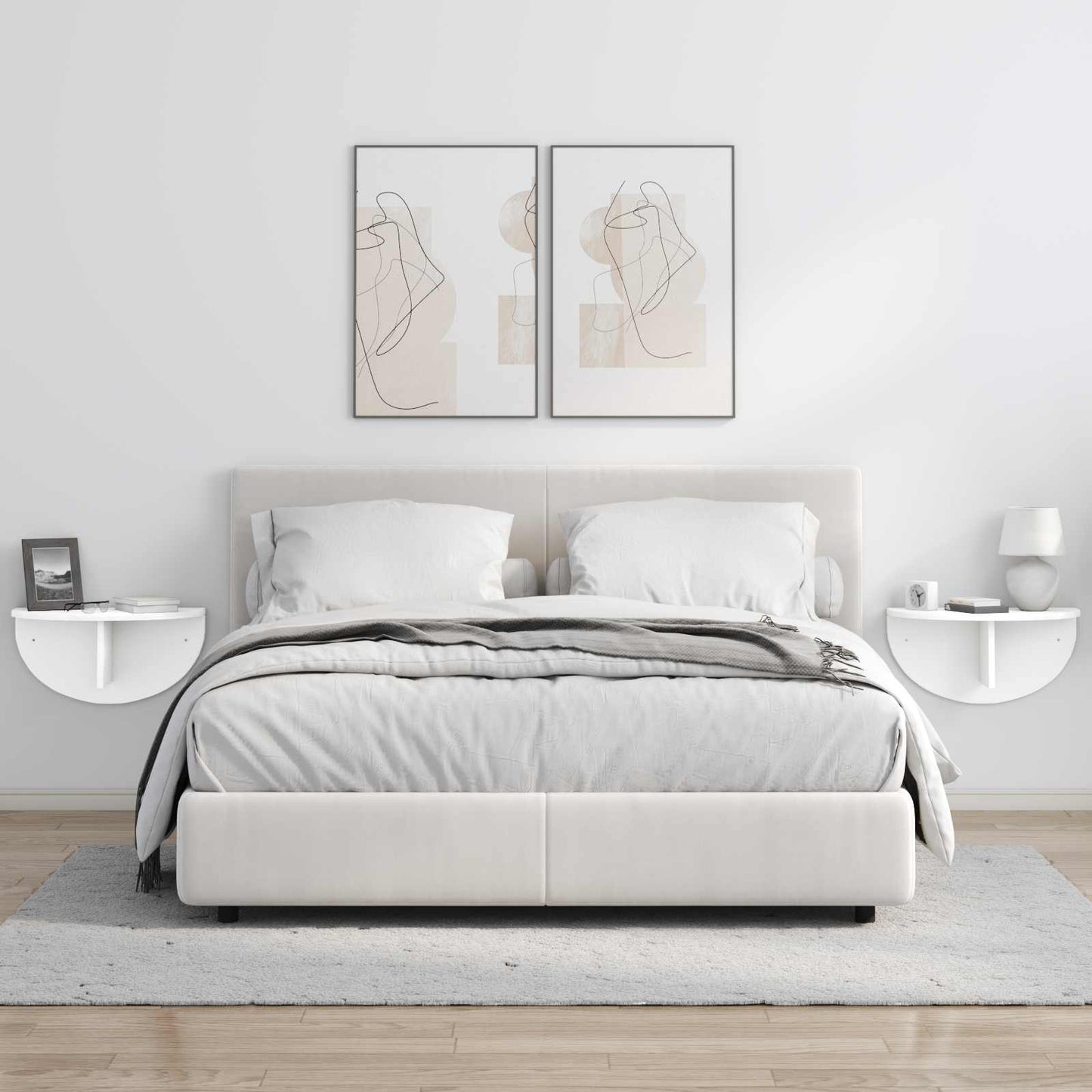 Wall Shelf 2 pcs White 48 x 24 x 24 cm Engineered Wood