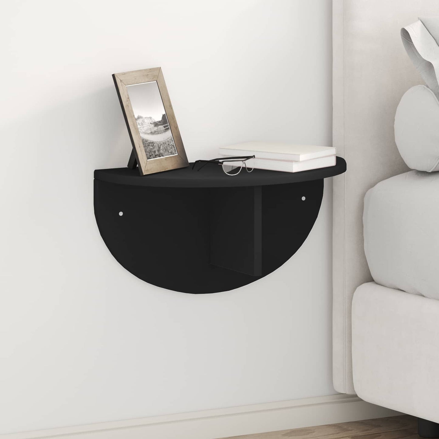 Wall Shelf 2 pcs Black 48 x 24 x 24 cm Engineered Wood