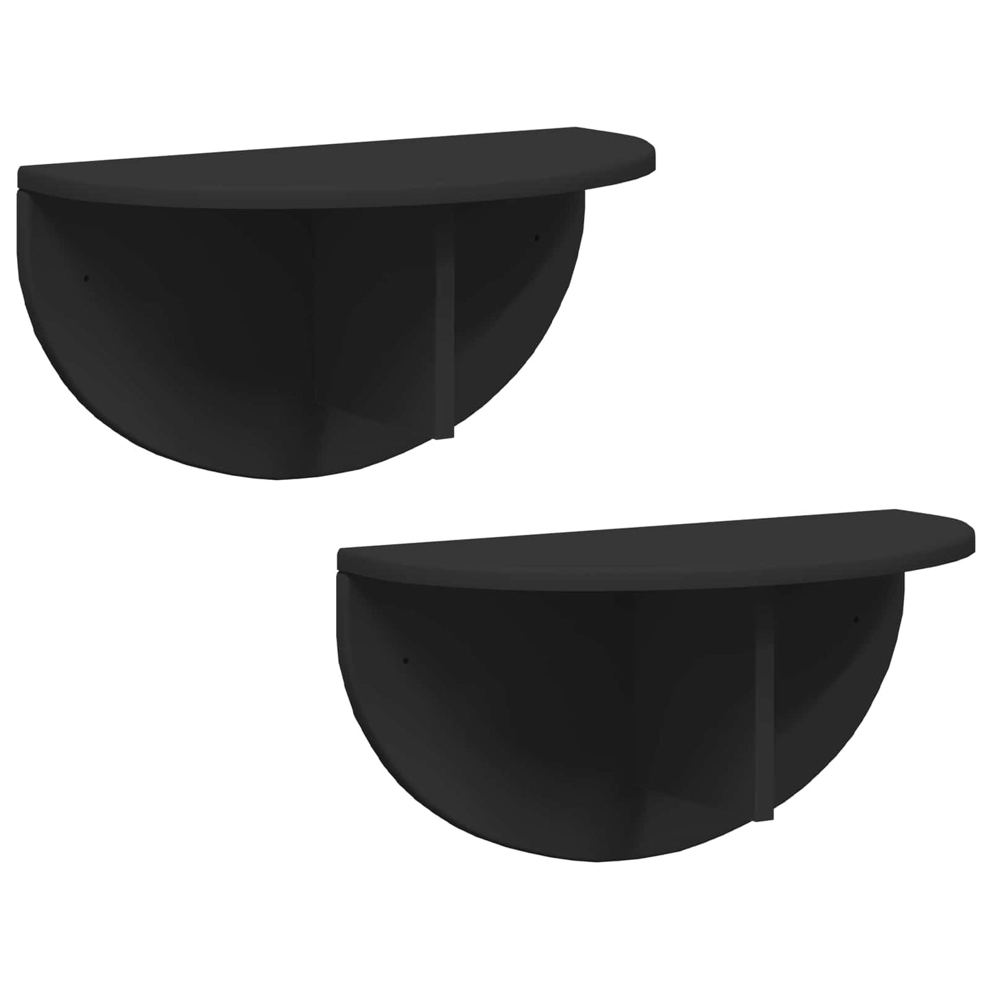 Wall Shelf 2 pcs Black 48 x 24 x 24 cm Engineered Wood