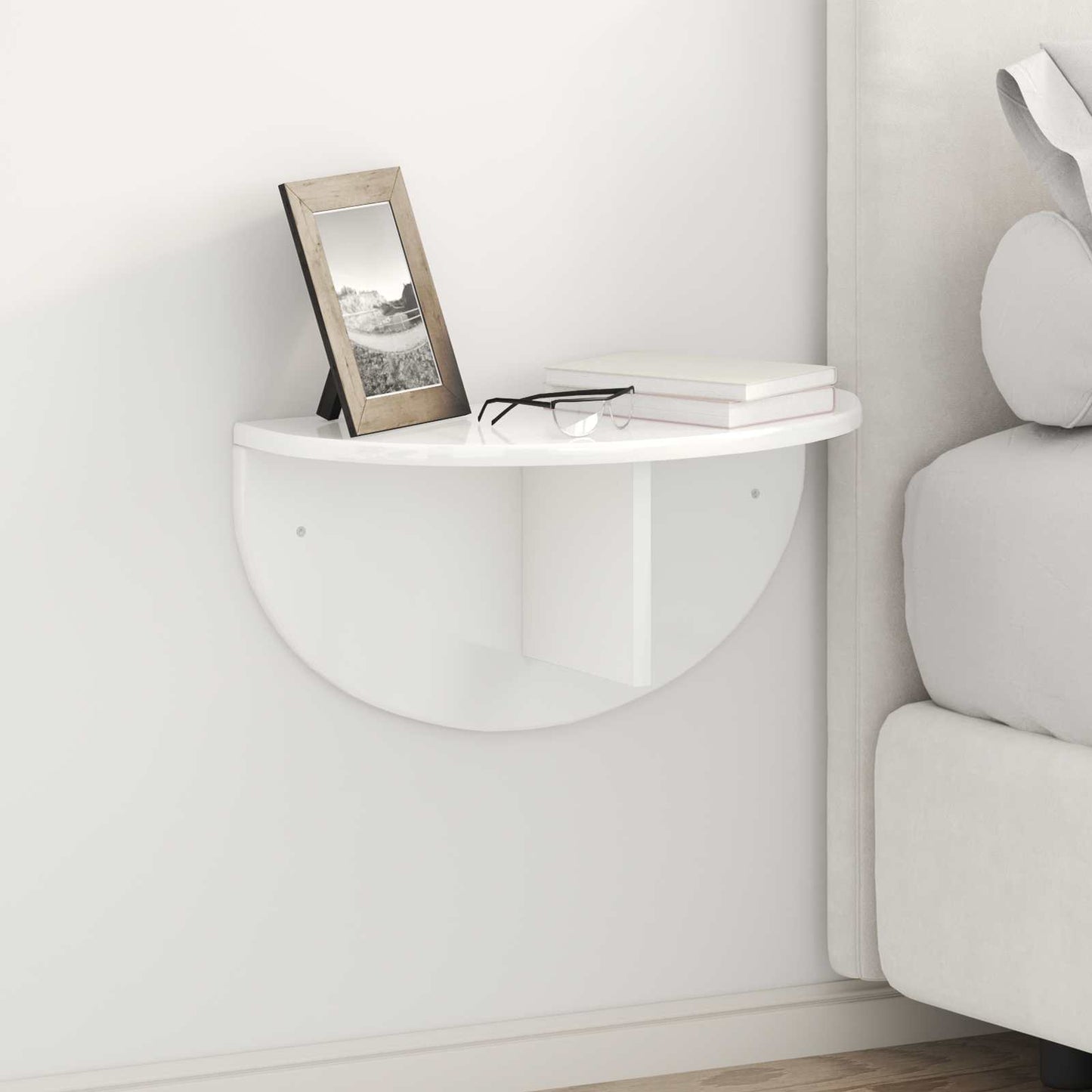 Wall Shelf 2 pcs High Gloss White 48 x 24 x 24 cm