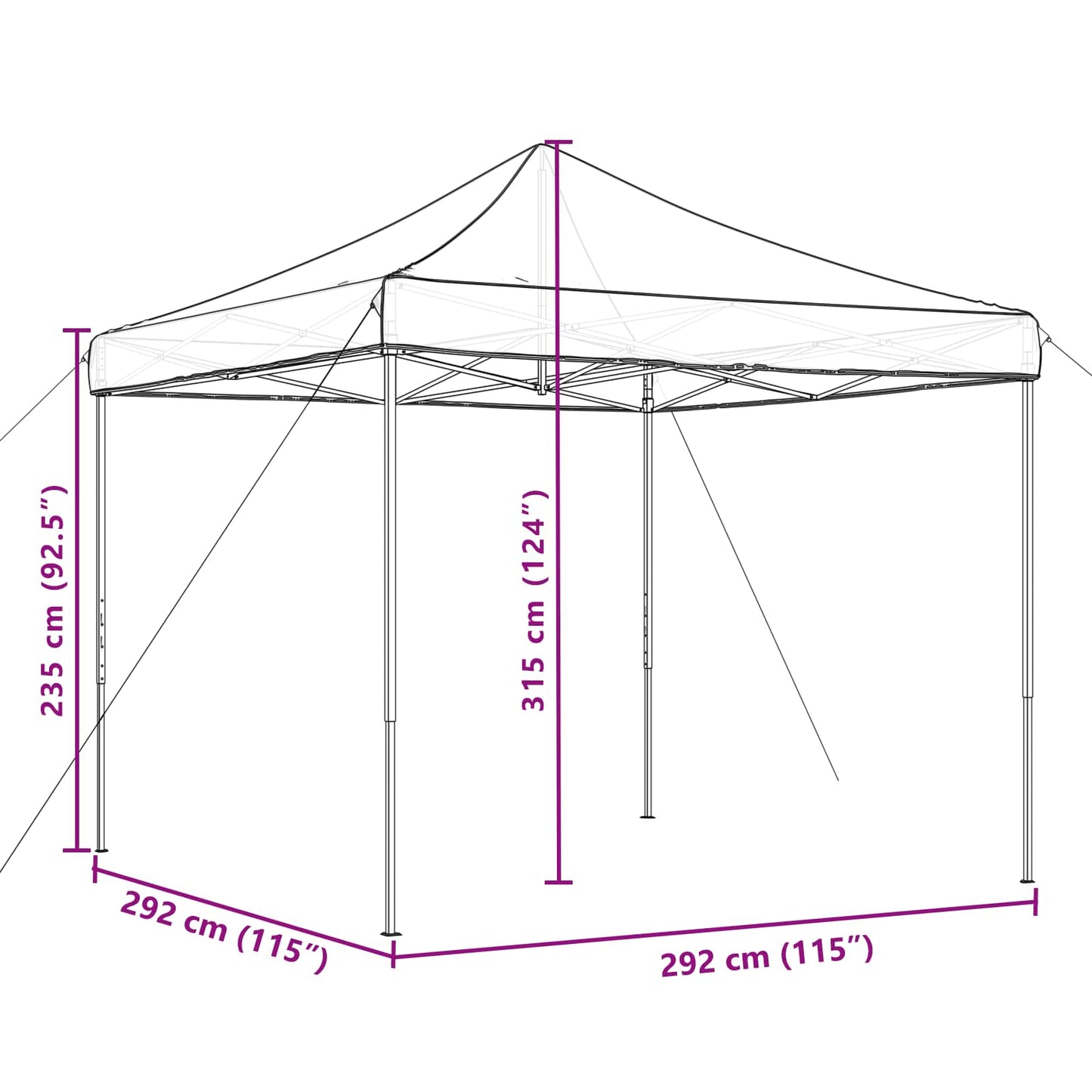 Party Tent Folding Taupe 292 x 292 x 315 cm Oxford Fabric