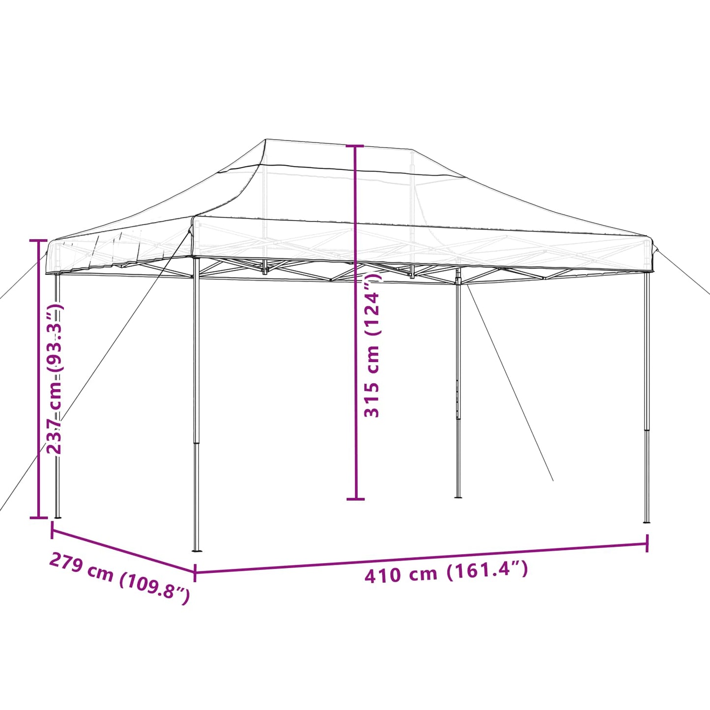 Party Tent Folding Brown 279 x 410 x 315 cm Oxford Fabric