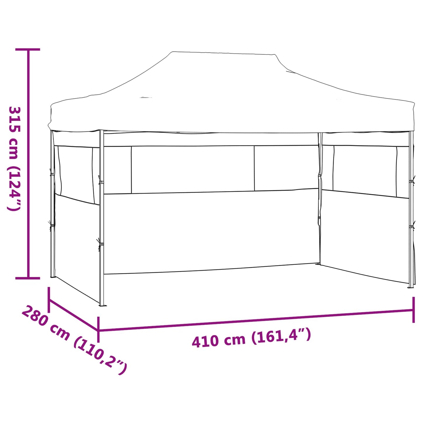 Party Tent Folding Anthracite 280 x410 x 315 cm Oxford Fabric