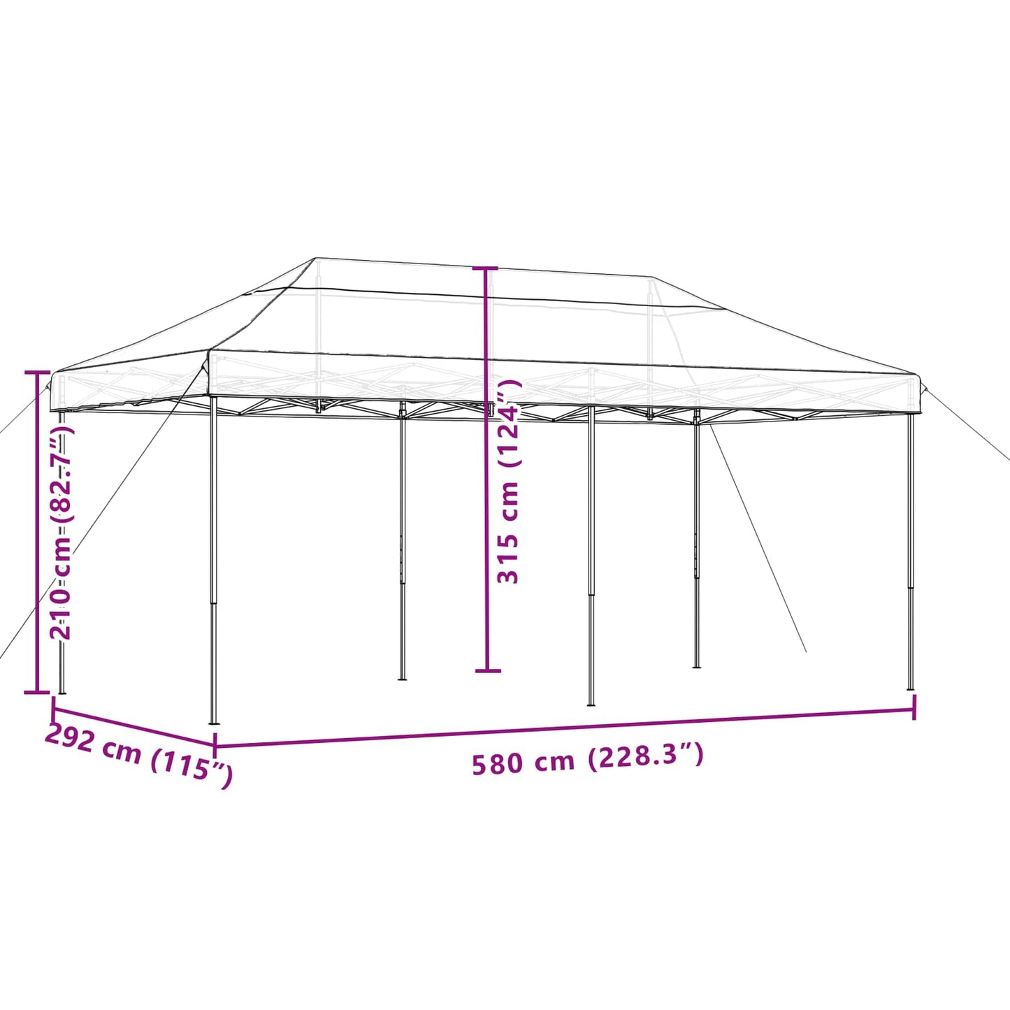 Party Tent Folding Brown 292 x 580 x 315 cm Oxford Fabric