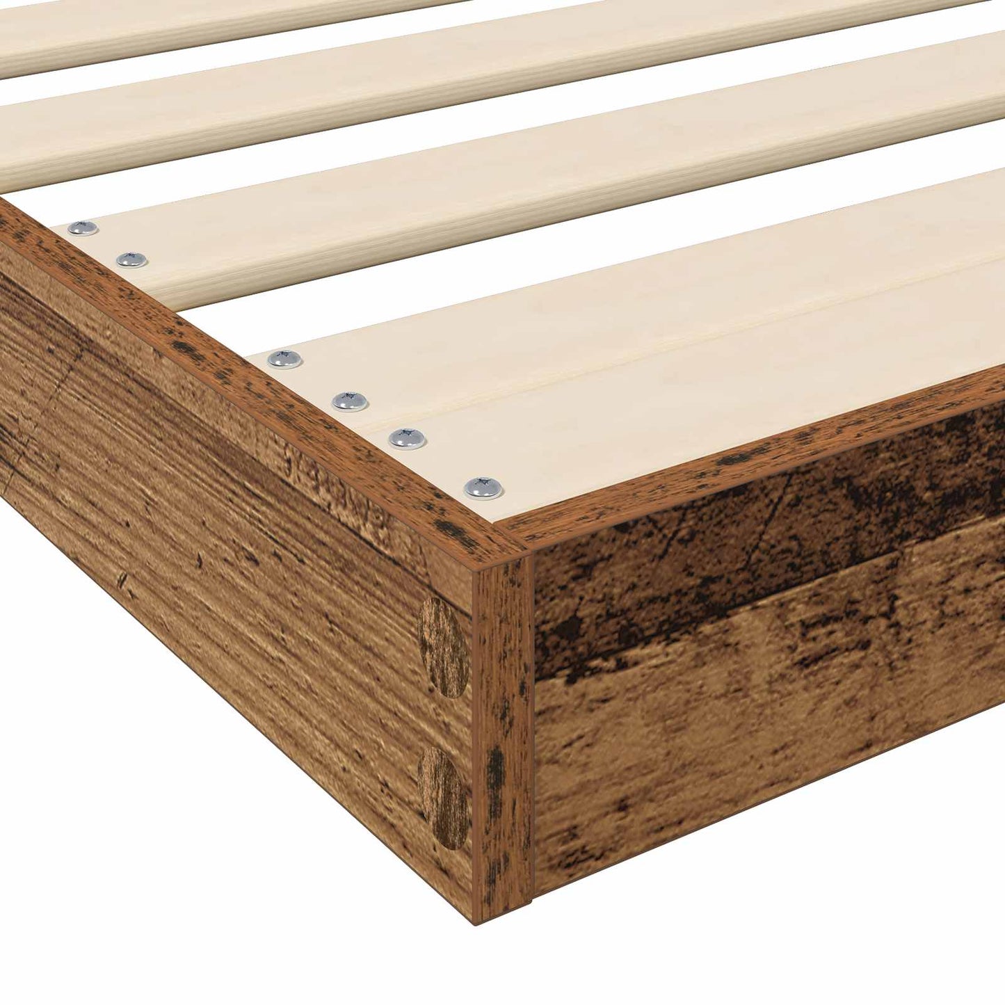 Floor Bed Frame Old Wood 75 x 190 cm Engineered Wood