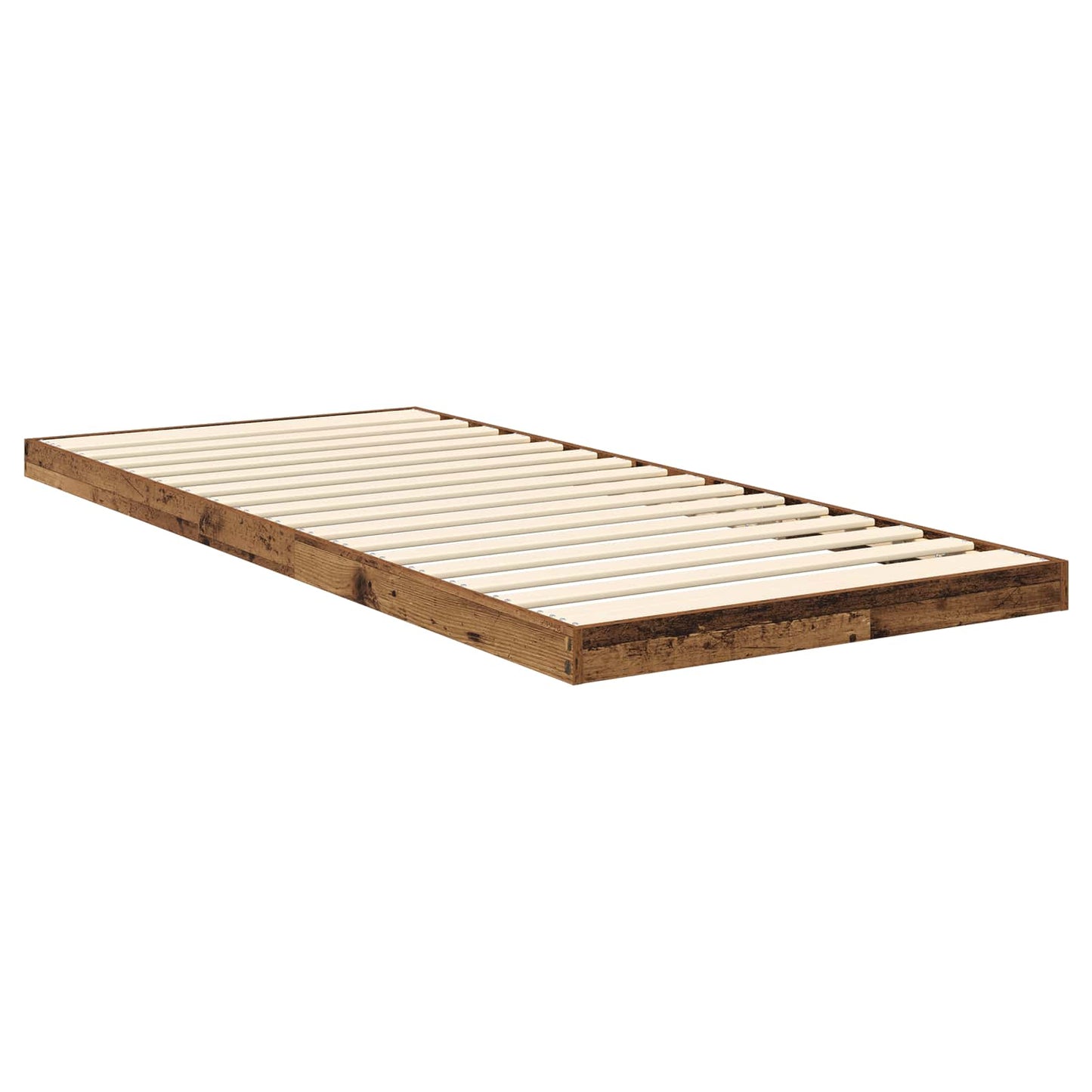 Floor Bed Frame Old Wood 75 x 190 cm Engineered Wood
