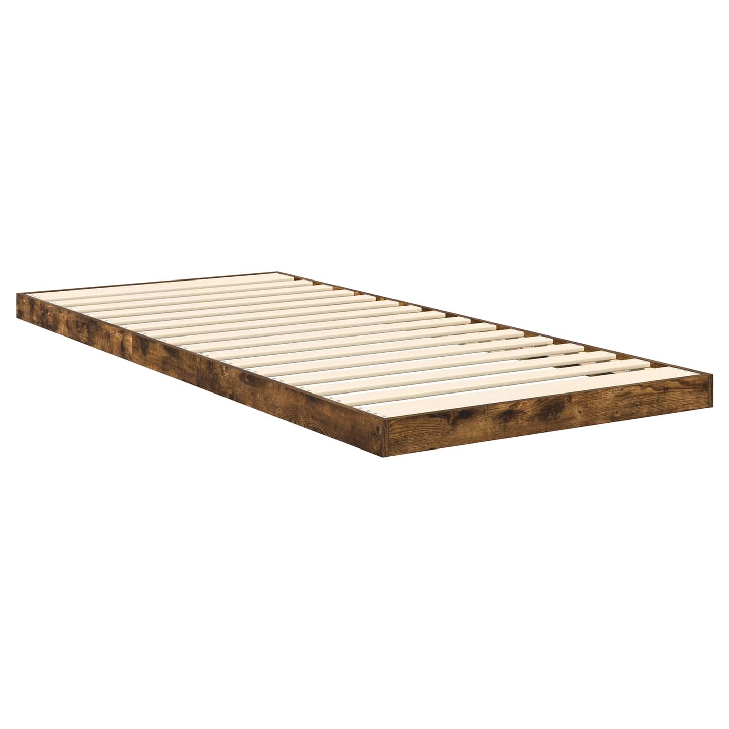 Floor Bed Frame Smoked Oak 90 x 190 cm Engineered Wood