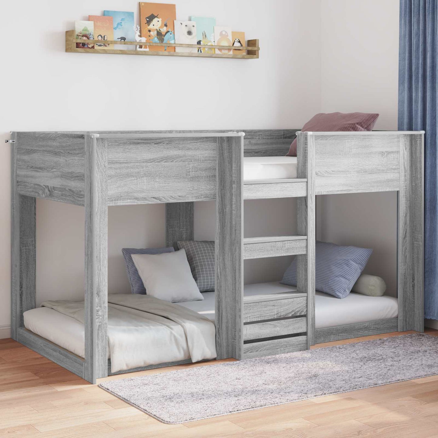 Floor Bed Frame Grey Sonoma 90 x 190 cm Engineered Wood