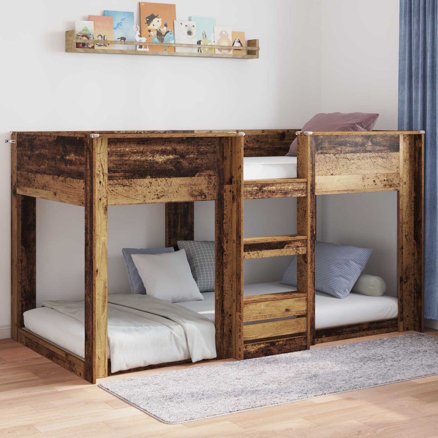 Floor Bed Frame Old Wood 90 x 190 cm Engineered Wood