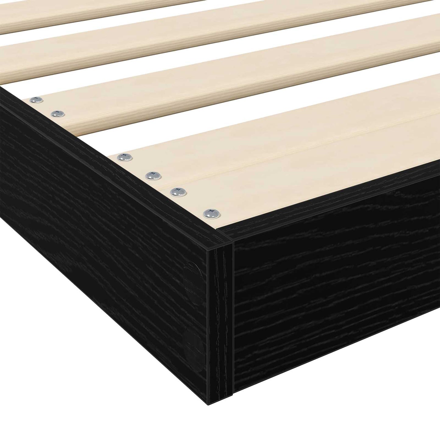 Floor Bed Frame Black Oak 80 x 200 cm Engineered Wood