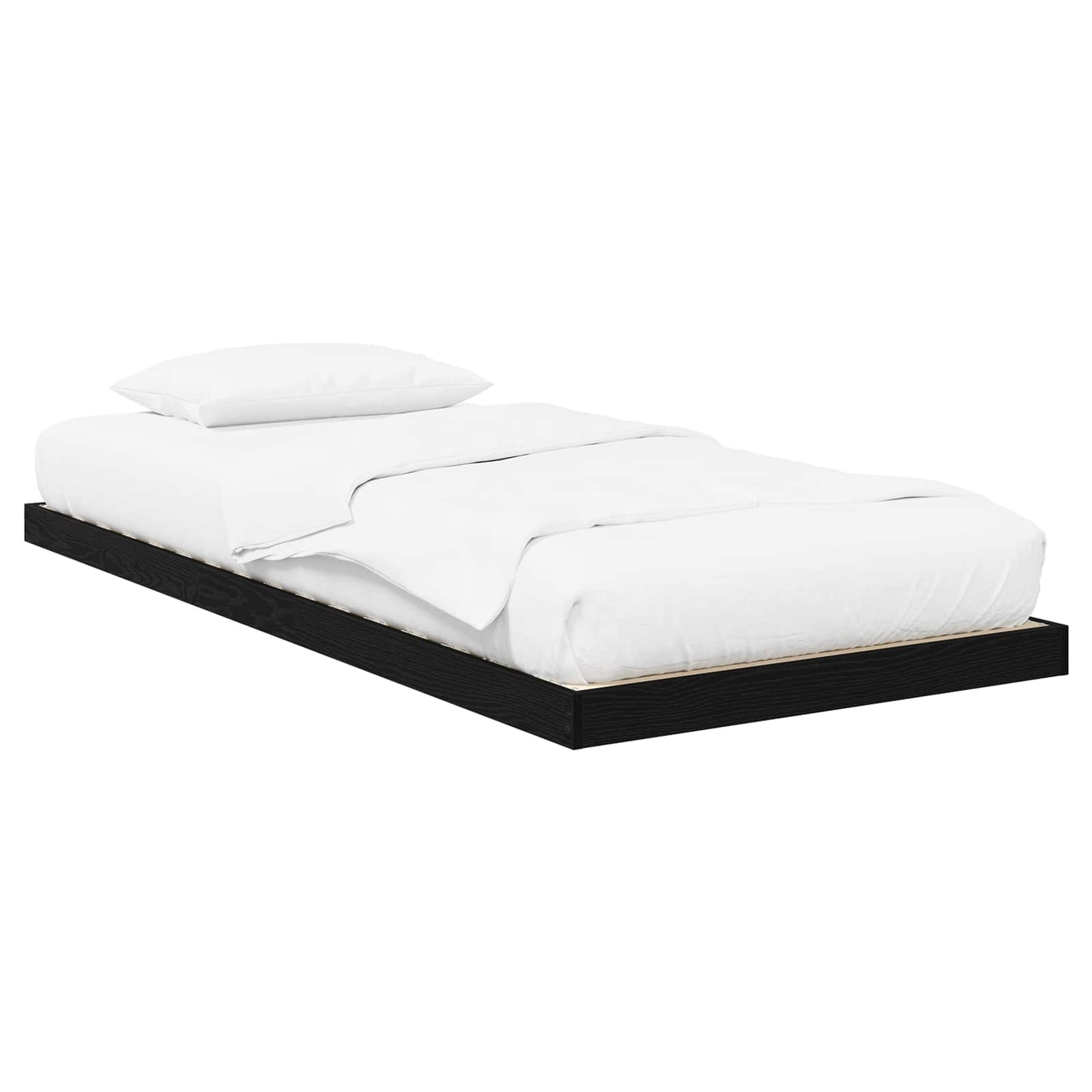 Floor Bed Frame Black Oak 80 x 200 cm Engineered Wood