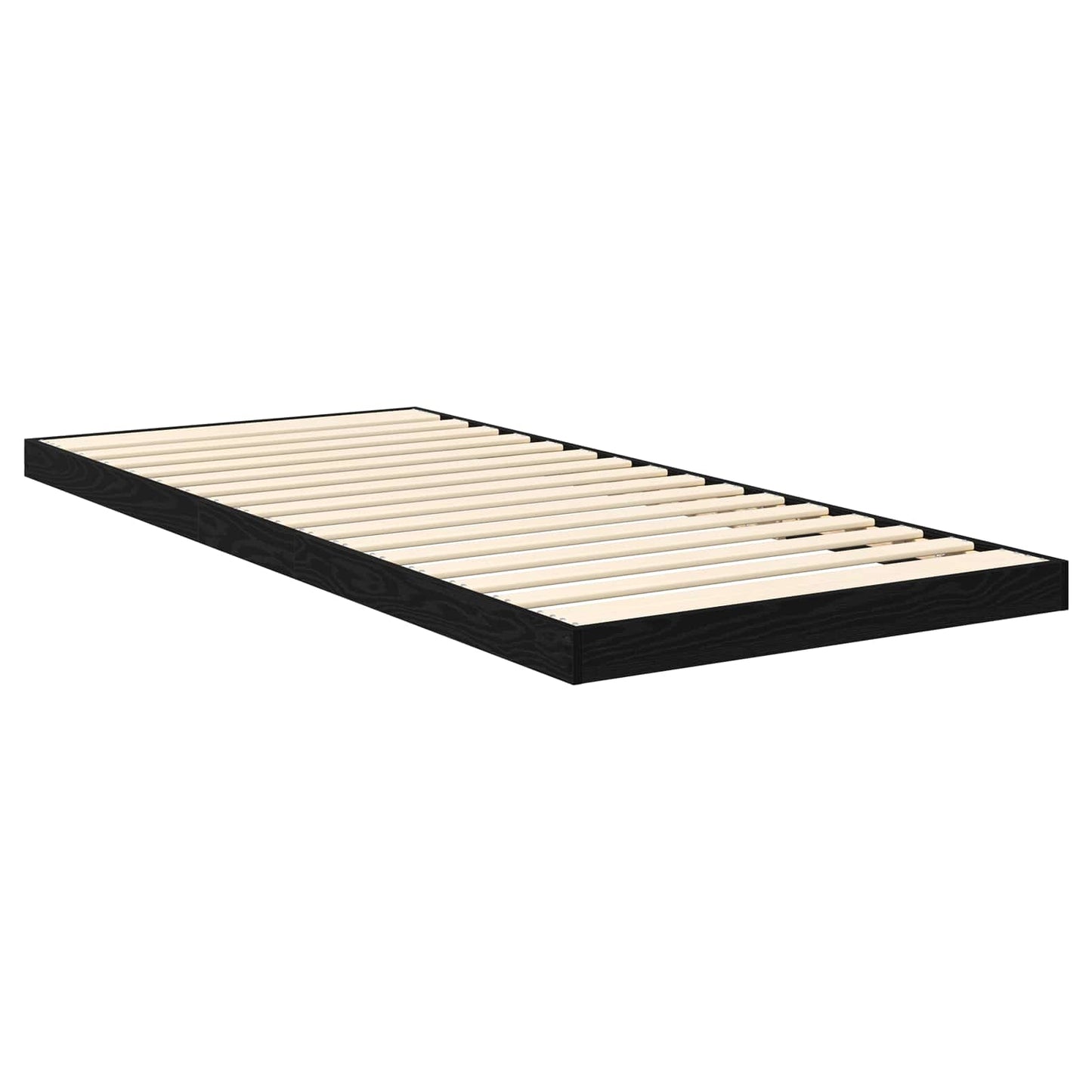 Floor Bed Frame Black Oak 80 x 200 cm Engineered Wood