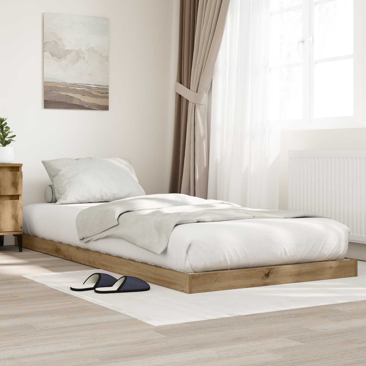 Floor Bed Frame Artisan Oak 80 x 200 cm Engineered Wood