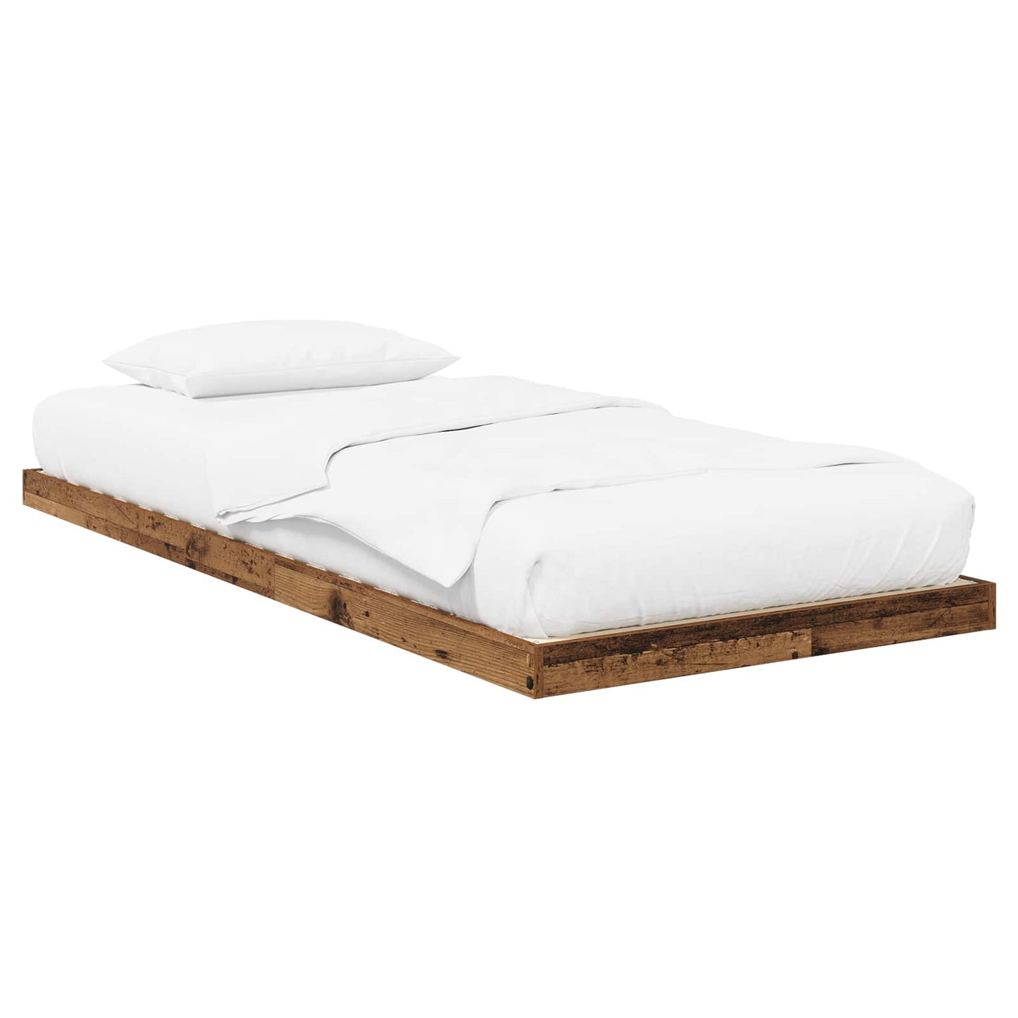 Floor Bed Frame Old Wood 90 x 200 cm Engineered Wood