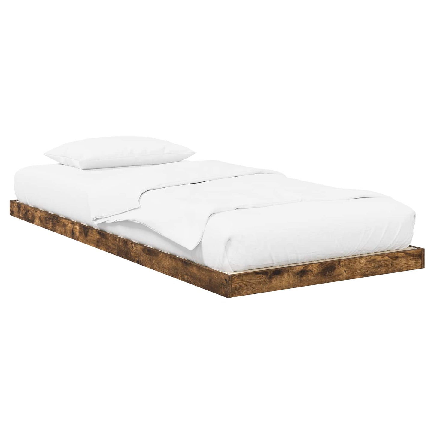 Floor Bed Frame Smoked Oak 100 x 200 cm Engineered Wood