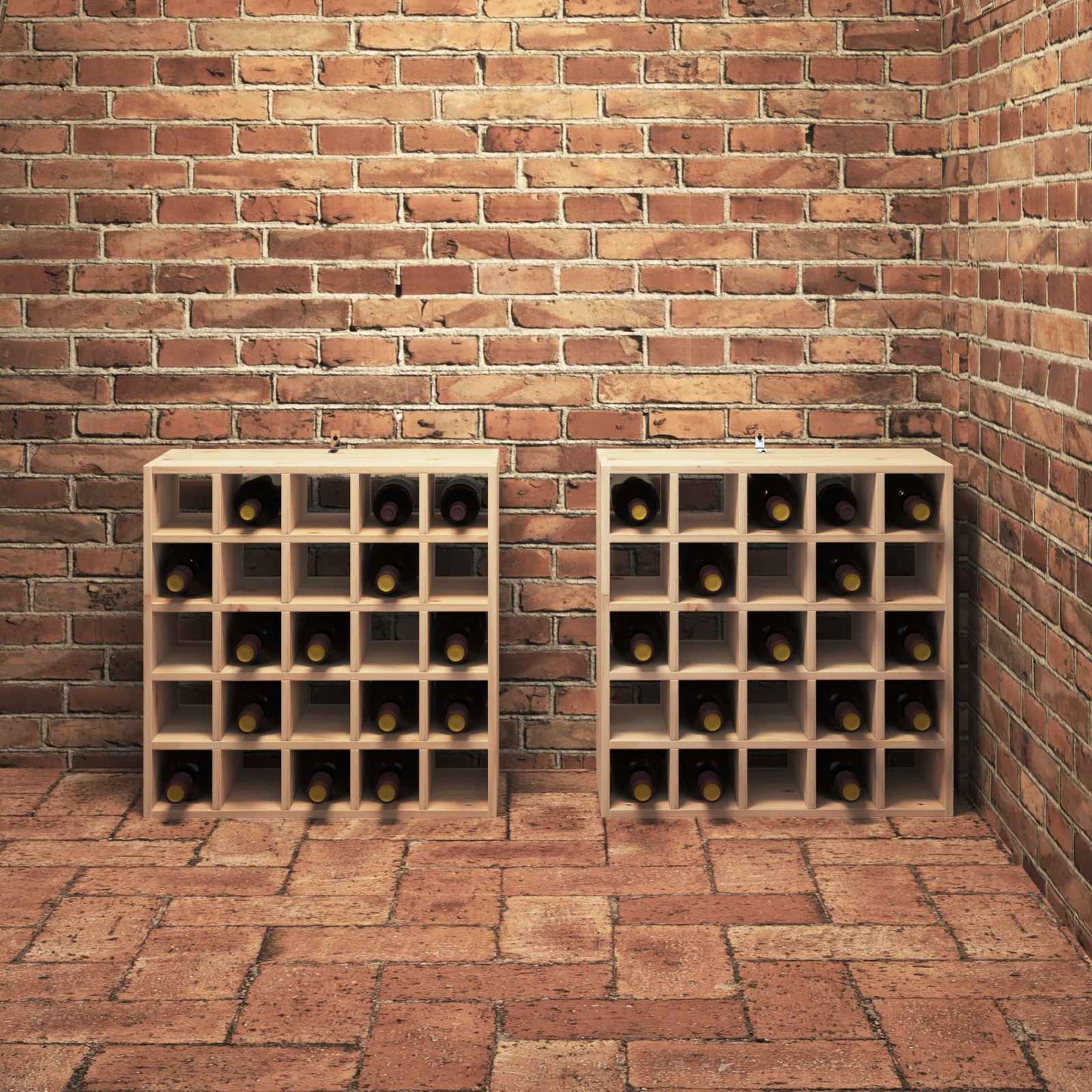 Wine Rack 2 pcs Natural 56 x 25 x 56 cm Solid Pine Wood