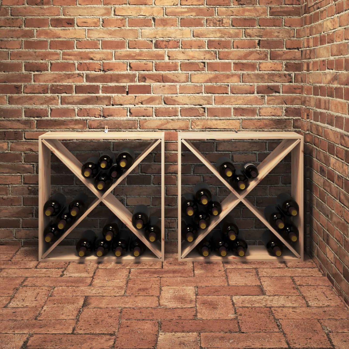 Wine Rack 2 pcs Natural 62 x 25 x 62 cm Solid Pine Wood