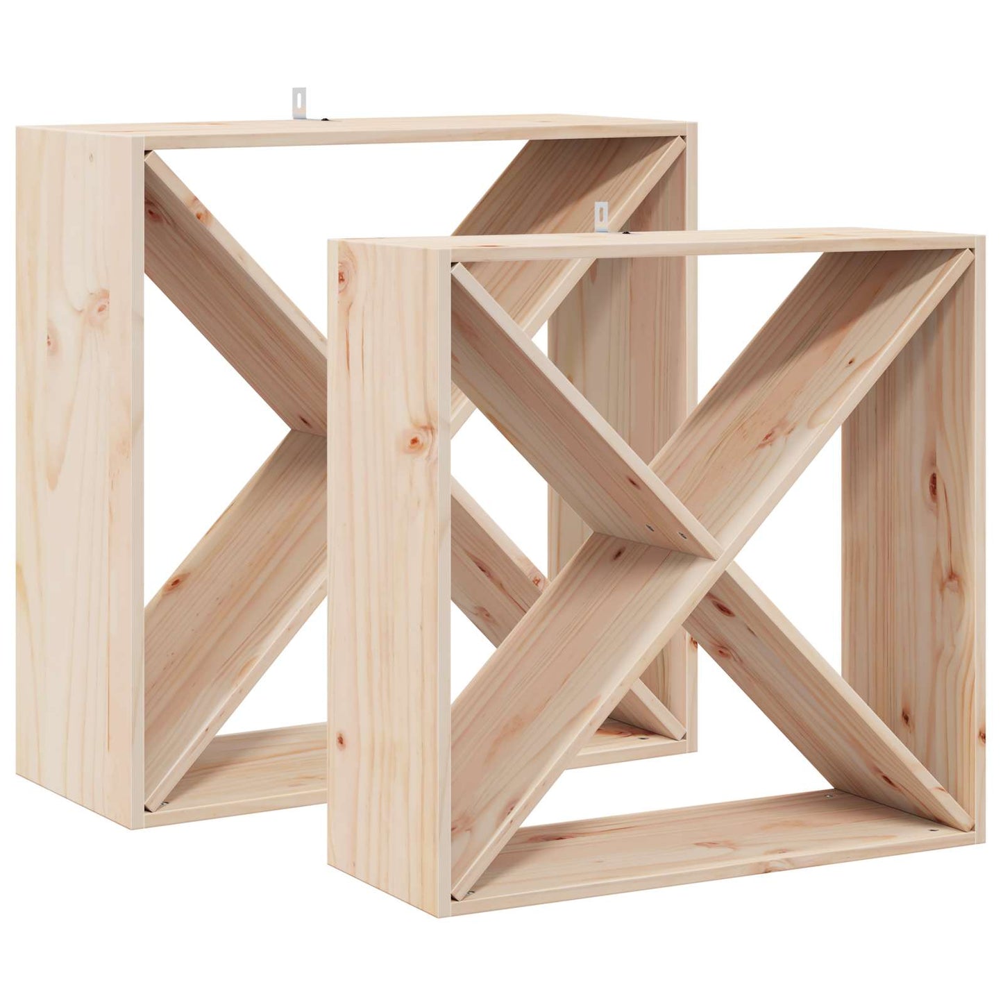 Wine Rack 2 pcs Natural 62 x 25 x 62 cm Solid Pine Wood
