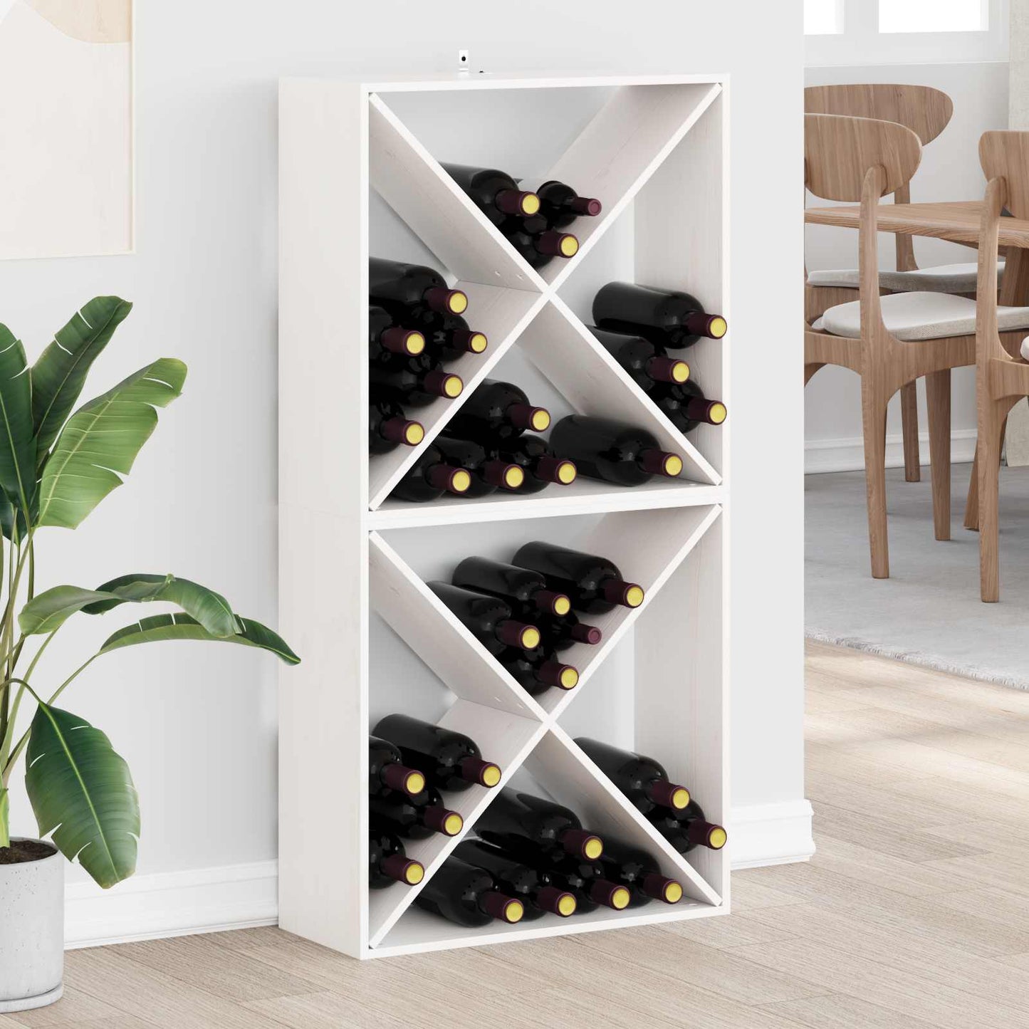 Wine Rack 2 pcs White 62 x 25 x 62 cm Solid Pine Wood